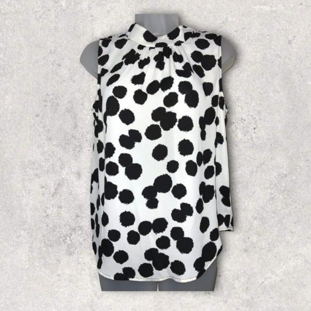 Who What Wear Black and White Polka Dot Blouse